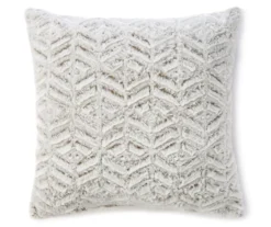 Dixon Light Gray Chevron Faux Fur Throw Pillow