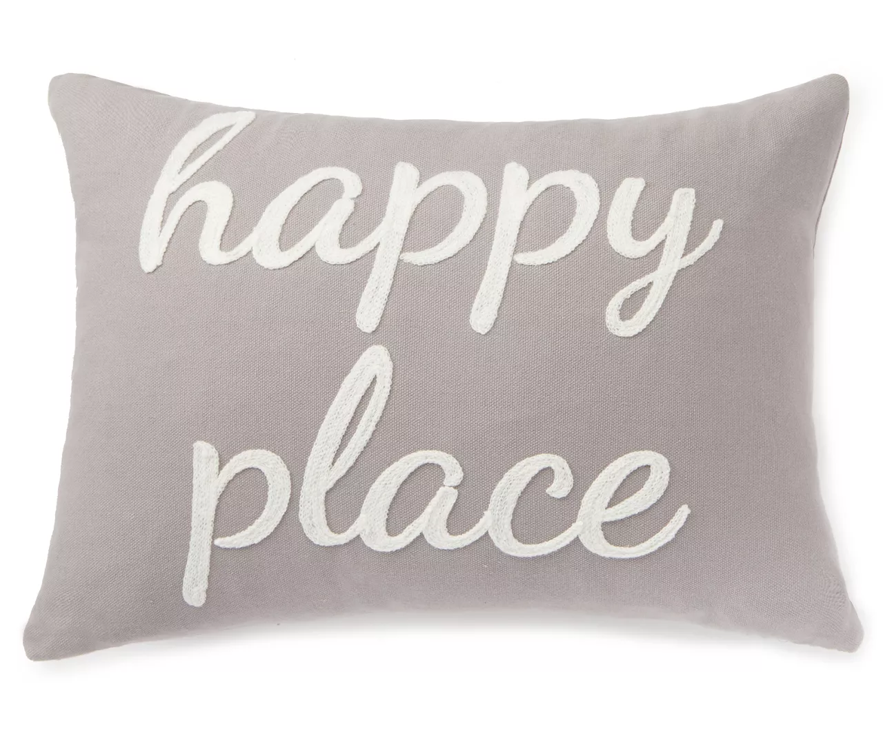 "Happy Place" Gray Lumbar Throw Pillow 1 "Happy Place" Gray Lumbar Throw Pillow