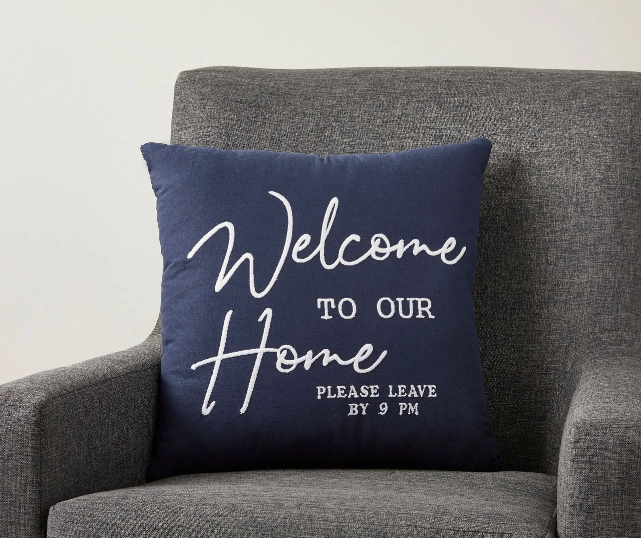 "Welcome Please Leave" Navy Throw Pillow 3 "Welcome Please Leave" Navy Throw Pillow - Image 3