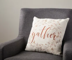 "Gather" Wreath Throw Pillow -Hoover Sales Store 810485718 2