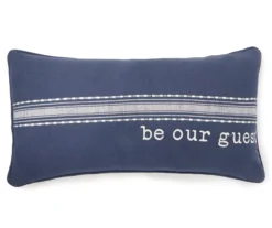 "Be Our Guest" Navy Throw Pillow