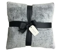 Kelsey Charcoal Faux Fur Throw Pillow, 2-Pack