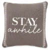 "Stay Awhile" Charcoal Gray Throw Pillow