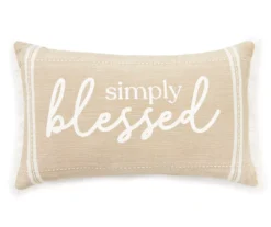 "Simply Blessed" Natural Beige Lumbar Throw Pillow