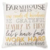 "Farmhouse Rules" White, Gray & Yellow Throw Pillow