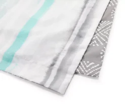 Aqua & Gray Stripe Queen 14-Piece Reversible Comforter Set 10 Aqua & Gray Stripe Queen 14-Piece Reversible Comforter Set -Hoover Sales Store 810514970 2