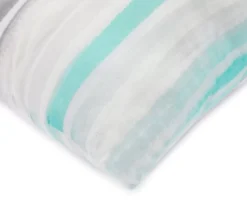 Aqua & Gray Stripe Queen 14-Piece Reversible Comforter Set 14 Aqua & Gray Stripe Queen 14-Piece Reversible Comforter Set -Hoover Sales Store 810514970 6