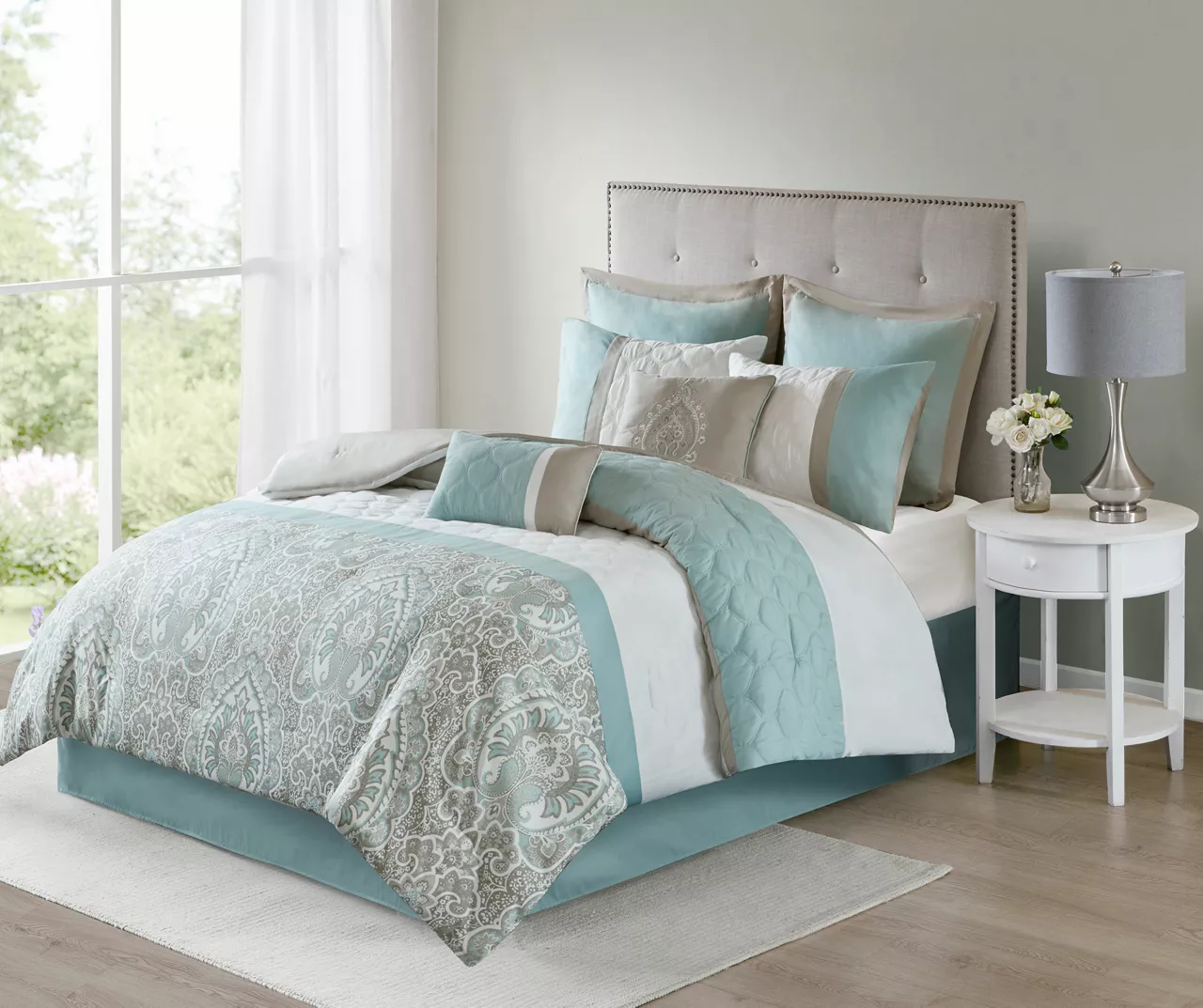Stacie Seafoam Queen 8-Piece Comforter Set 2 Stacie Seafoam Queen 8-Piece Comforter Set - Image 2