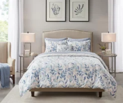 Leisha Blue Queen 8-Piece Reversible Comforter Set