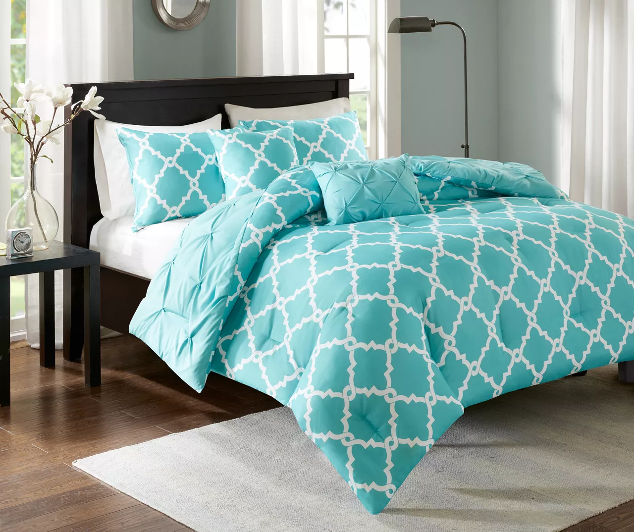 Hayden Aqua Full/Queen Reversible 5-Piece Comforter Set 1 Hayden Aqua Full/Queen Reversible 5-Piece Comforter Set