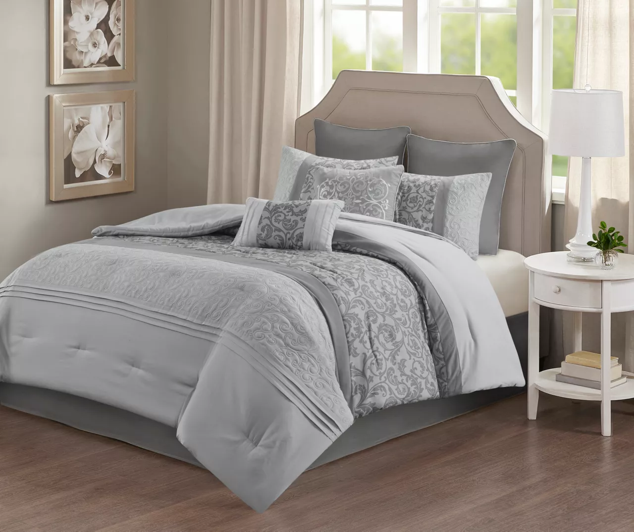 Casey Gray Embroidered Queen 8-Piece Comforter Set 2 Casey Gray Embroidered Queen 8-Piece Comforter Set - Image 2