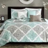 Arbor Aqua Reversible Coverlet Set