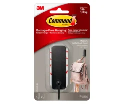3M Medium Matte Black Adhesive Wall Hook