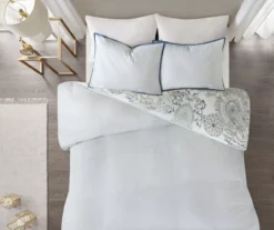 Lian Blue Full/Queen 3-Piece Reversible Duvet Cover Set -Hoover Sales Store 810538031 810538032 3 1