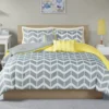 Darcy Yellow Chevron Full/Queen 5-Piece Duvet Cover Set