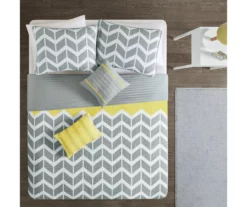 Darcy Yellow Chevron Full/Queen 5-Piece Duvet Cover Set -Hoover Sales Store 810538039 810538040 810538044 2