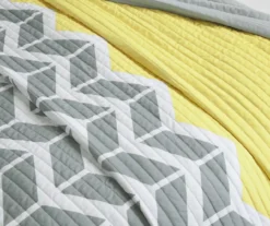 Darcy Yellow Chevron Full/Queen 5-Piece Duvet Cover Set -Hoover Sales Store 810538039 810538040 810538044 3