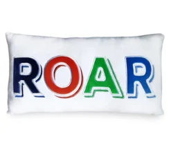 "Roar" White & Multicolor Decorative Pillow, (18" X 8")