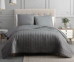 Crinkle Channel-Quilted Moonstone Coverlet Comforter Set -Hoover Sales Store 810547728