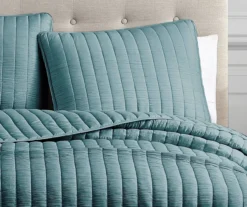 Crinkle Channel-Quilted Moonstone Coverlet Comforter Set -Hoover Sales Store 810547731 3