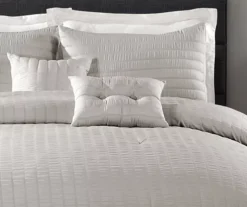 Farmhouse Light Gray Seersucker King 5-Piece Comforter Set