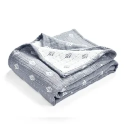 Kantha Navy & Off-White Leaf Row Jacquard Throw, (50" X 60") -Hoover Sales Store 810552839 31