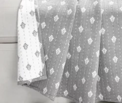 Kantha Gray & Off-White Leaf Row Jacquard Throw, (50" X 60") -Hoover Sales Store 810552840 21