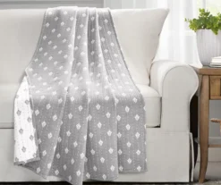 Kantha Gray & Off-White Leaf Row Jacquard Throw, (50" X 60")