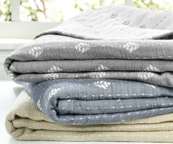 Kantha Gray & Off-White Leaf Row Jacquard Throw, (50" X 60") -Hoover Sales Store 810552840 41