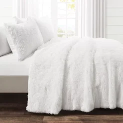 Emma White Faux Fur King 3-Piece Comforter Set -Hoover Sales Store 810552873 11