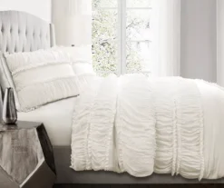 Nova White Ruffled Comforter Set