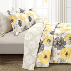 Leah White, Yellow & Gray Floral King 6-Piece Comforter Set -Hoover Sales Store 810552877 21