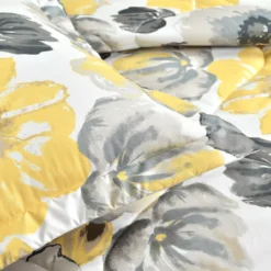 Leah White, Yellow & Gray Floral King 6-Piece Comforter Set -Hoover Sales Store 810552877 31