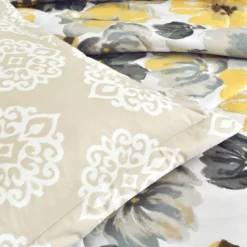 Leah White, Yellow & Gray Floral King 6-Piece Comforter Set -Hoover Sales Store 810552877 4