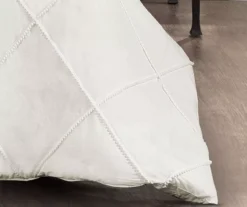 White Diamond Lattice Pom-Pom Full/Queen 3-Piece Comforter Set -Hoover Sales Store 810552879 3