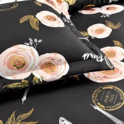 Black & Peach Botanical Paris Comforter Set -Hoover Sales Store 810552882 31
