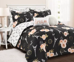 Black & Peach Botanical Paris Comforter Set -Hoover Sales Store 810552883 5