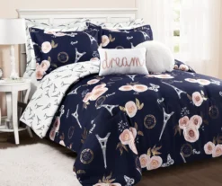 Black & Peach Botanical Paris Comforter Set -Hoover Sales Store 810552886