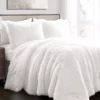 Emma White Faux Fur Full/Queen 3-Piece Comforter Set
