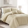 Aurora Beige Pleated Pintuck King 5-Piece Comforter Set