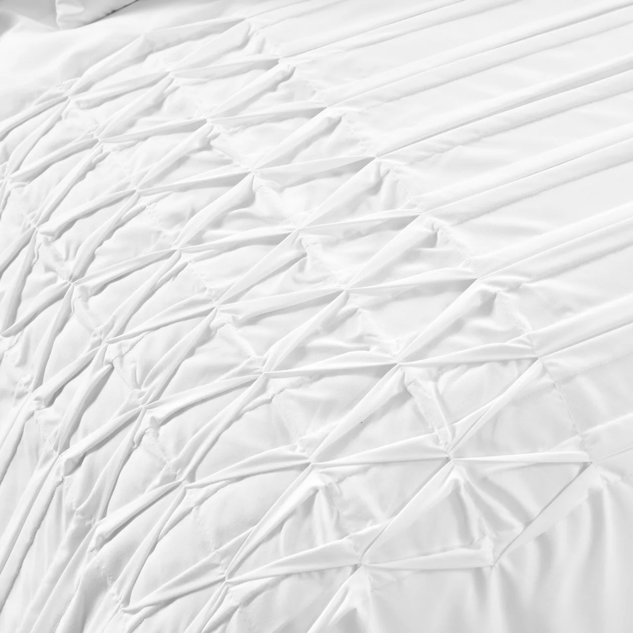 Aurora White Pleated Pintuck Full/Queen 5-Piece Comforter Set 3 Aurora White Pleated Pintuck Full/Queen 5-Piece Comforter Set - Image 3