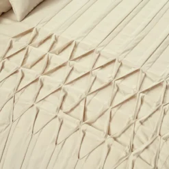 Aurora Beige Pleated Pintuck Full/Queen 5-Piece Comforter Set -Hoover Sales Store 810552893 2