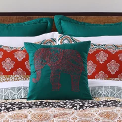Turquoise & Red Bohemian Pattern Block King 7-Piece Comforter Set -Hoover Sales Store 810552899 11