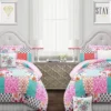 Brookdale White, Pink & Teal Pattern Patchwork Comforter Set