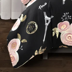 Black & Peach Botanical Paris Comforter Set -Hoover Sales Store 810552907 2