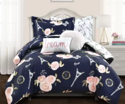Black & Peach Botanical Paris Comforter Set -Hoover Sales Store 810552909