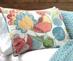 Layla Orange & Teal Floral Full/Queen 3-Piece Quilt Set -Hoover Sales Store 810552947 2