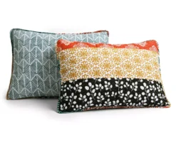 Turquoise & Orange Bohemian Pattern Stripe Full/Queen 3-Piece Quilt Set -Hoover Sales Store 810552950 3