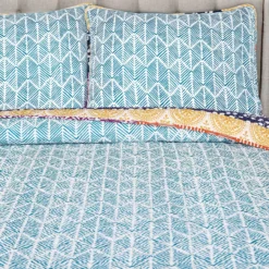 Fuchsia & Orange Bohemian Pattern Stripe Full/Queen 3-Piece Quilt Set -Hoover Sales Store 810552951 31