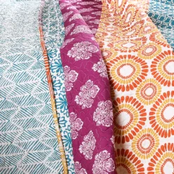 Fuchsia & Orange Bohemian Pattern Stripe Full/Queen 3-Piece Quilt Set -Hoover Sales Store 810552951 4